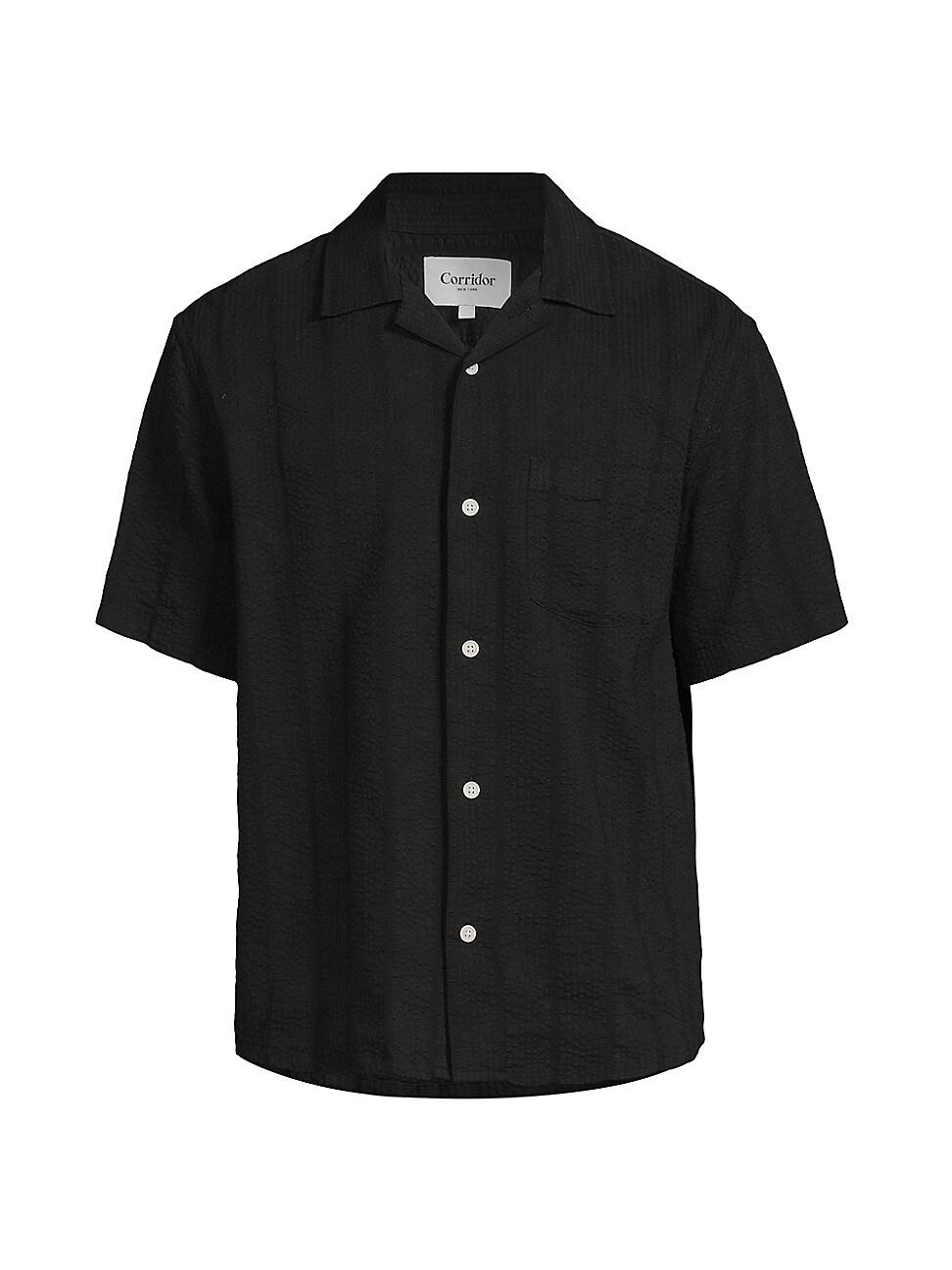 Mens Striped Seersucker Camp Shirt Product Image