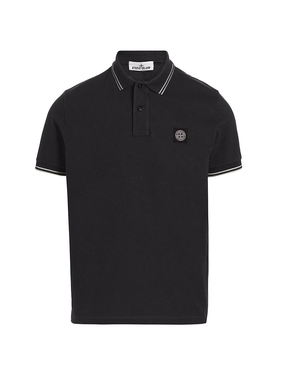 Mens Cotton-Blend Patch Polo Shirt Product Image