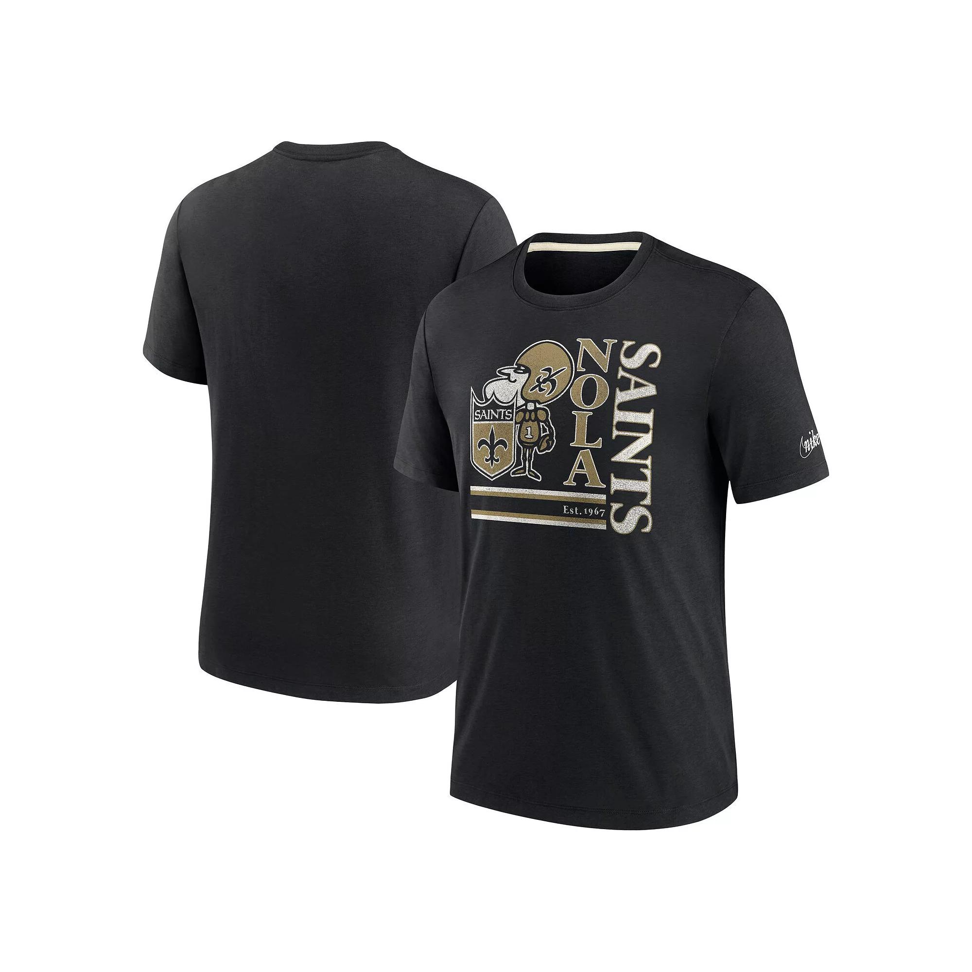 Men's Nike Black New Orleans Saints Wordmark Logo Tri-Blend T-Shirt,  Product Image