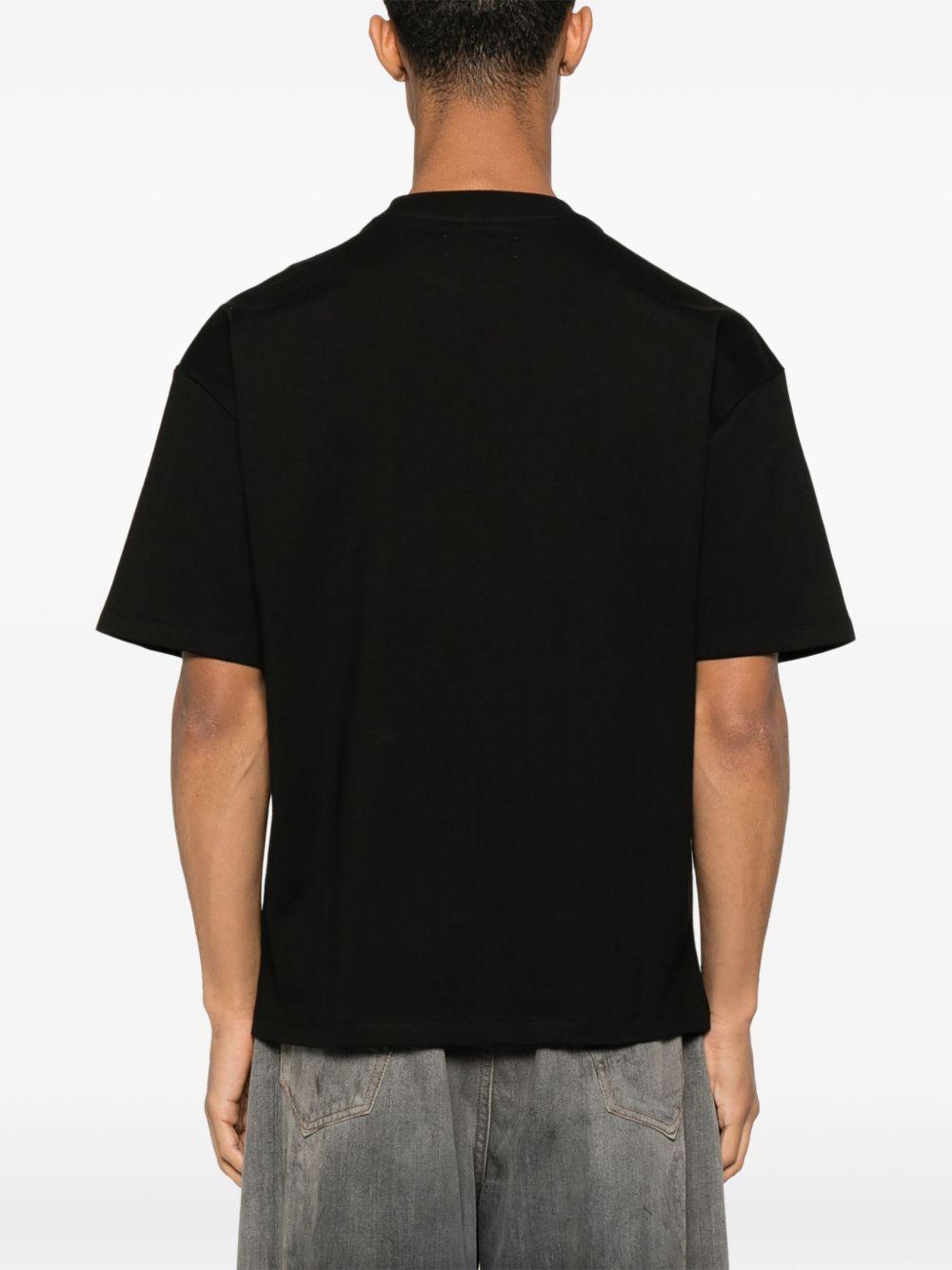 AMIRI Black Crewneck T-shirt With Logo Embroidery On The Front In Cotton Man Product Image
