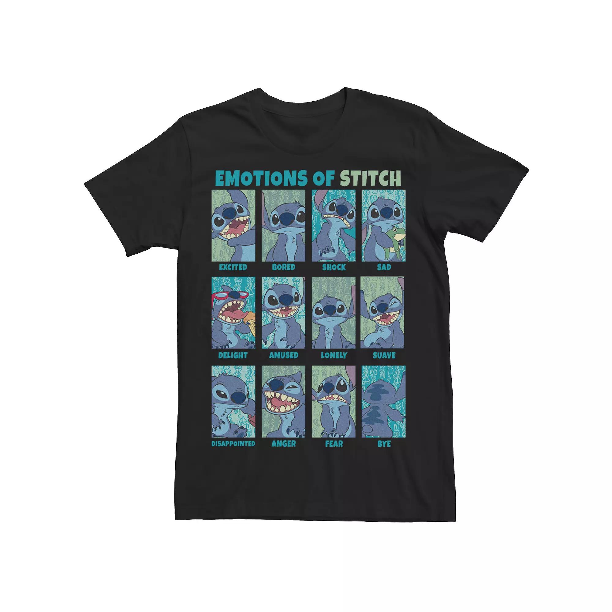 Disney's Lilo & Stitch the Emotions Of Stitch Panel Grid Men's Tee,  Product Image