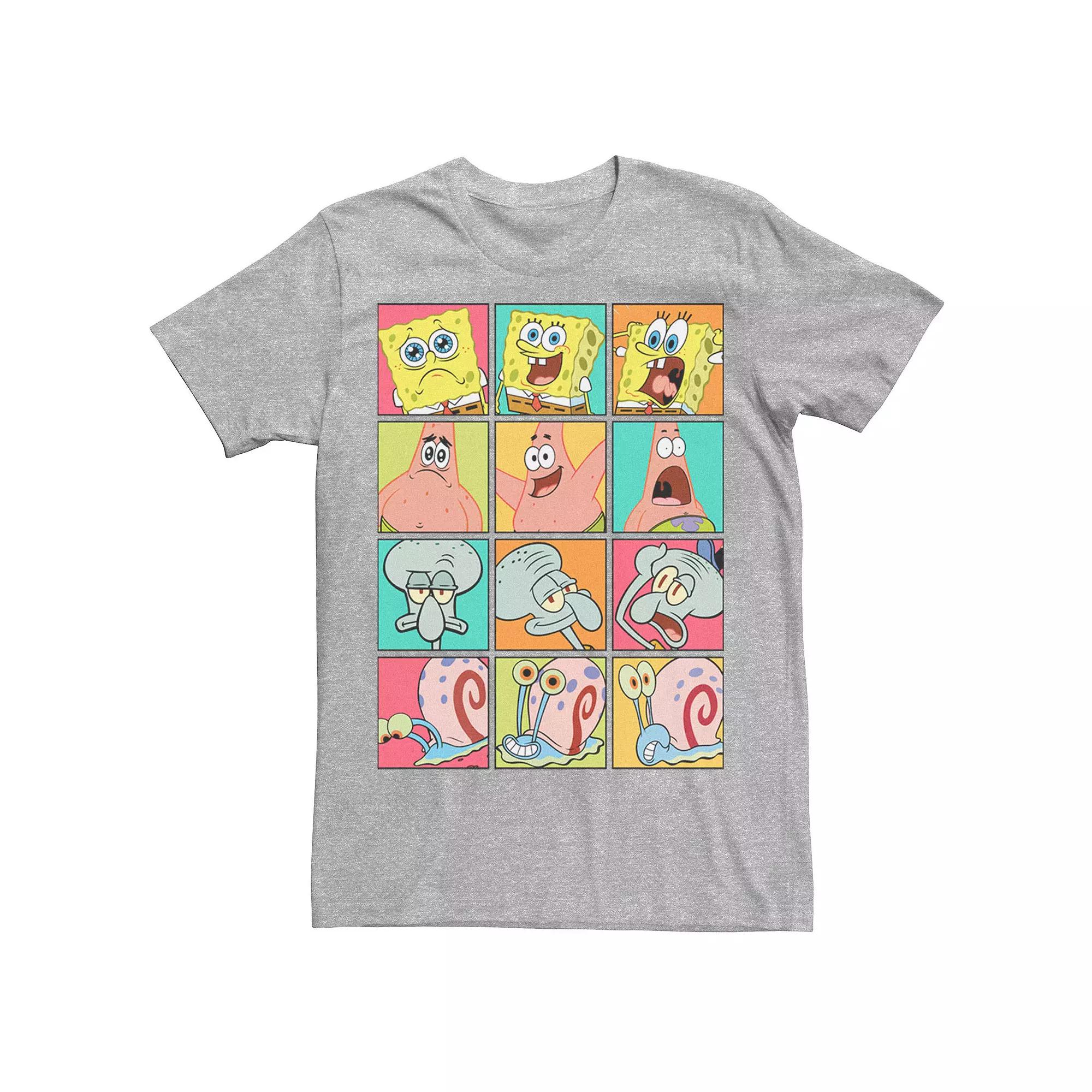 Men's Sponge Bob Expression Boxes Tee, Size: Medium, Athletic Grey Product Image