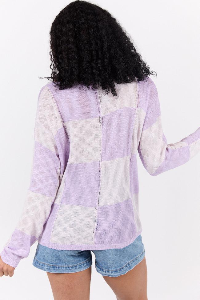 Sunset Key Purple Checkered Sweater FINAL SALE Product Image