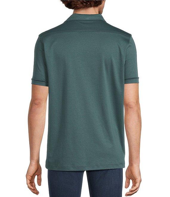 Murano Liquid Luxury Interlock Coat Front Short Sleeve Woven Shirt Product Image