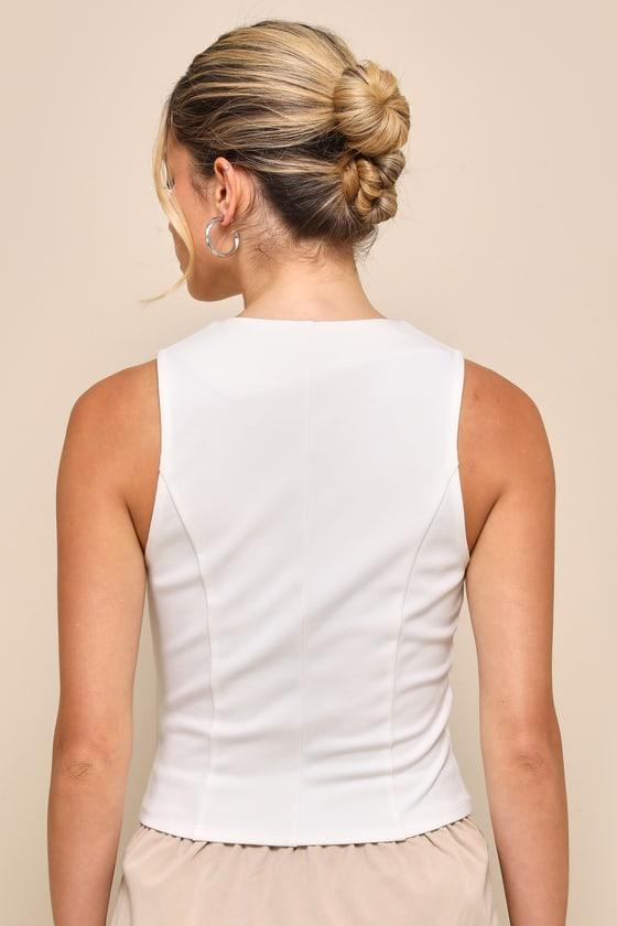 Elevated Impression Ivory Sleeveless Vest Top Product Image