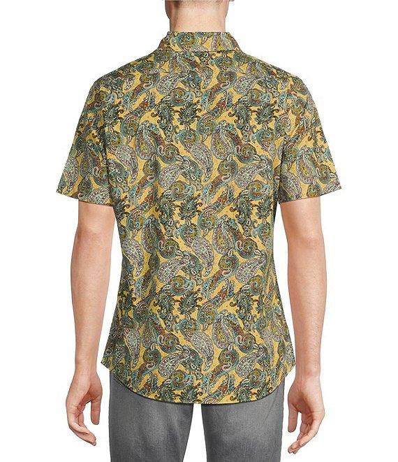 Cremieux Premium Denim Paisley Print Stretch Short Sleeve Woven Shirt Product Image