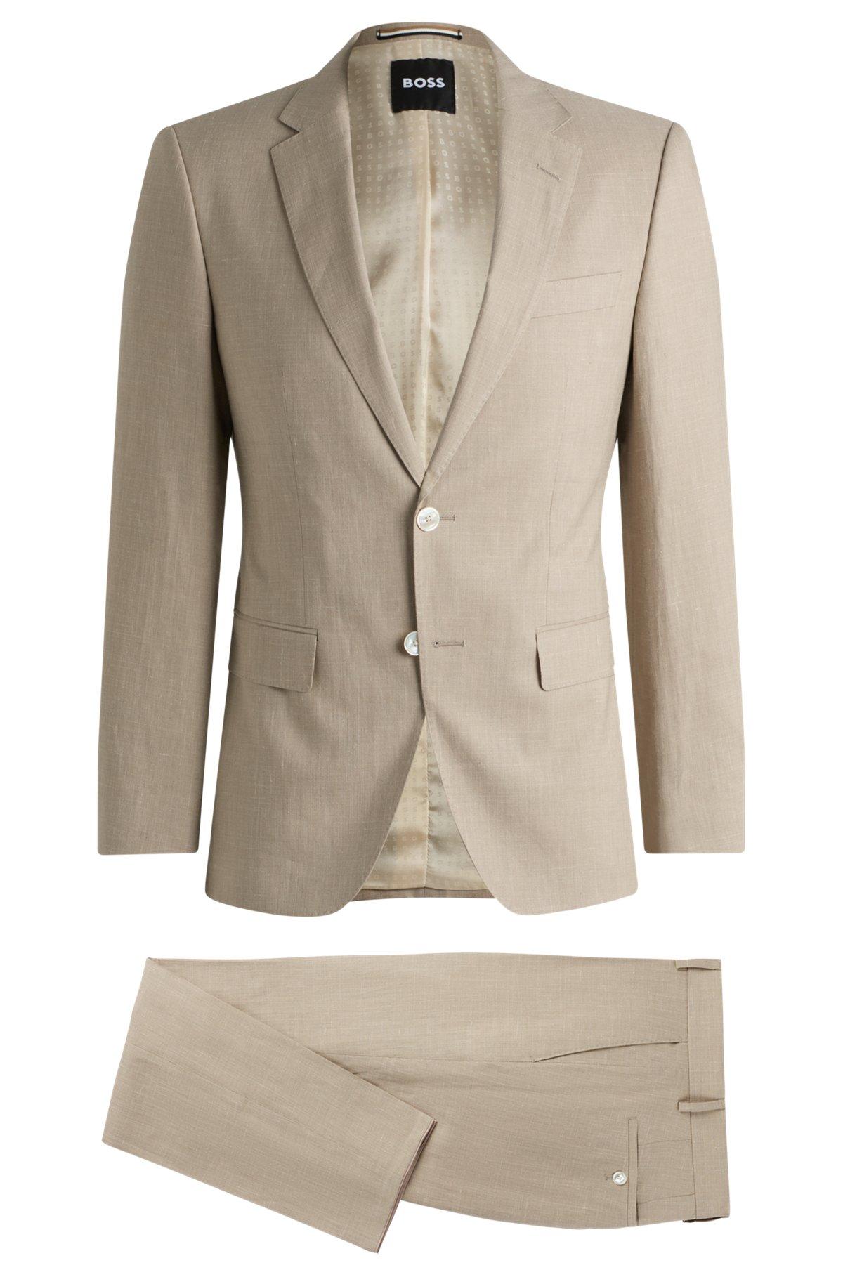 Slim-fit suit in a micro-patterned linen blend Product Image