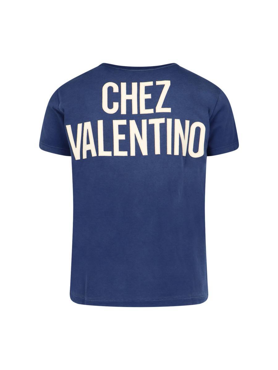 VALENTINO Garavani Navy Cotton T-shirt In Blue Product Image