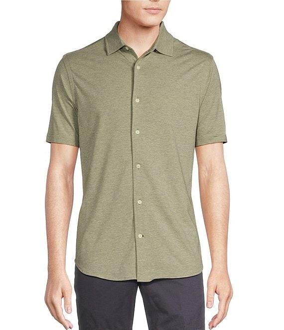 Cremieux Blue Label Stretch Jersey Solid Short Sleeve Coatfront Shirt Product Image