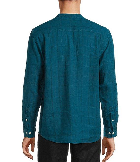 Caribbean Linen Banded Mandarin Collar Long Sleeve Woven Shirt Product Image