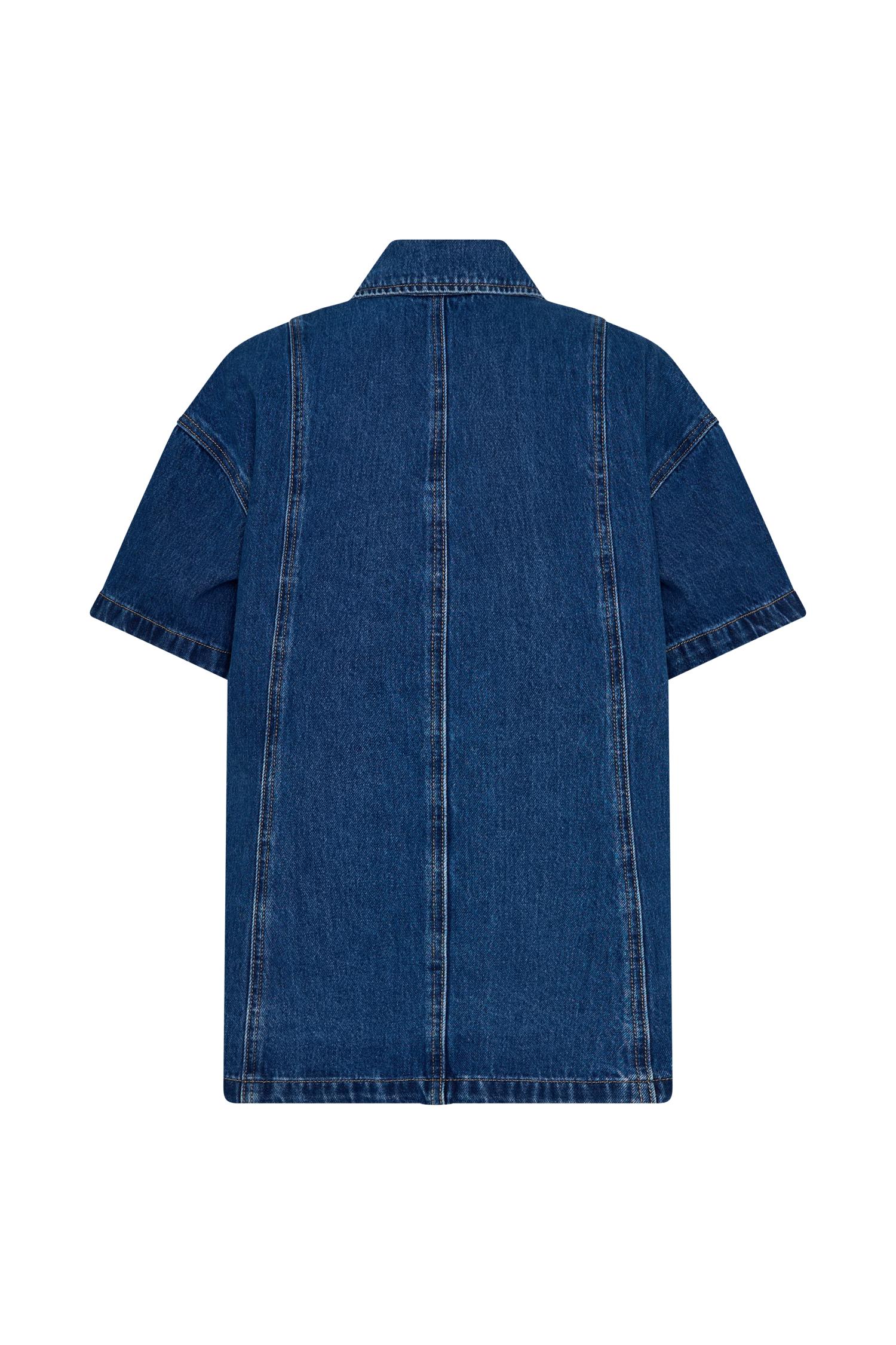 Maya Oversized Denim Shirt - Dark Blue Product Image