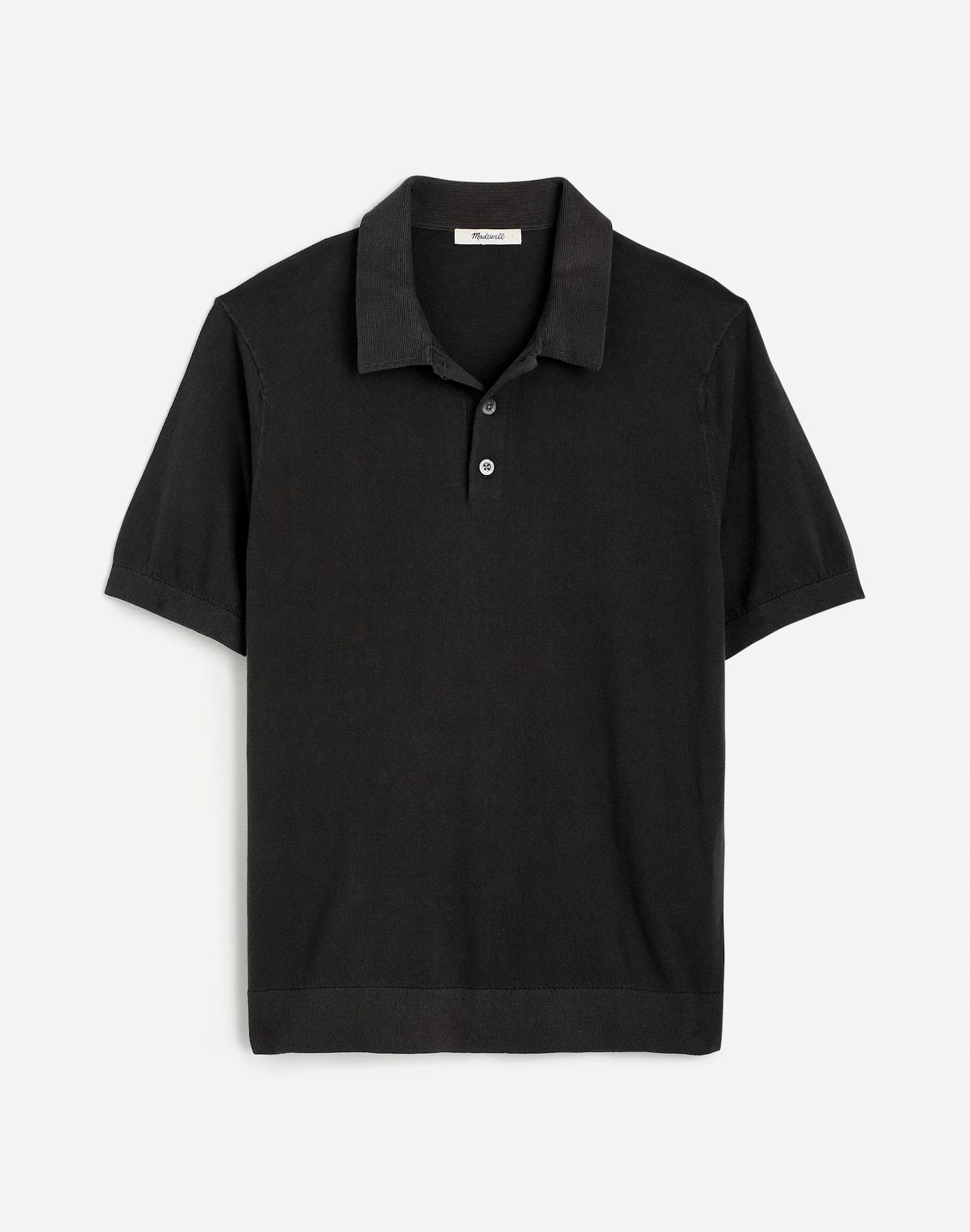 Three-Button Sweater Polo Shirt Product Image
