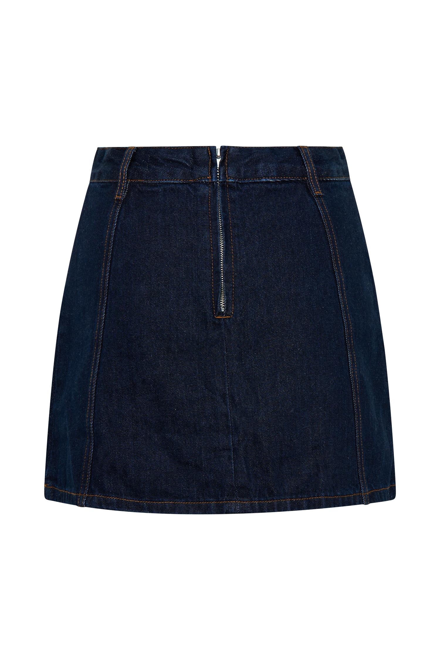 Lennox Strapless Long Line Button Top - Indigo Blue Product Image