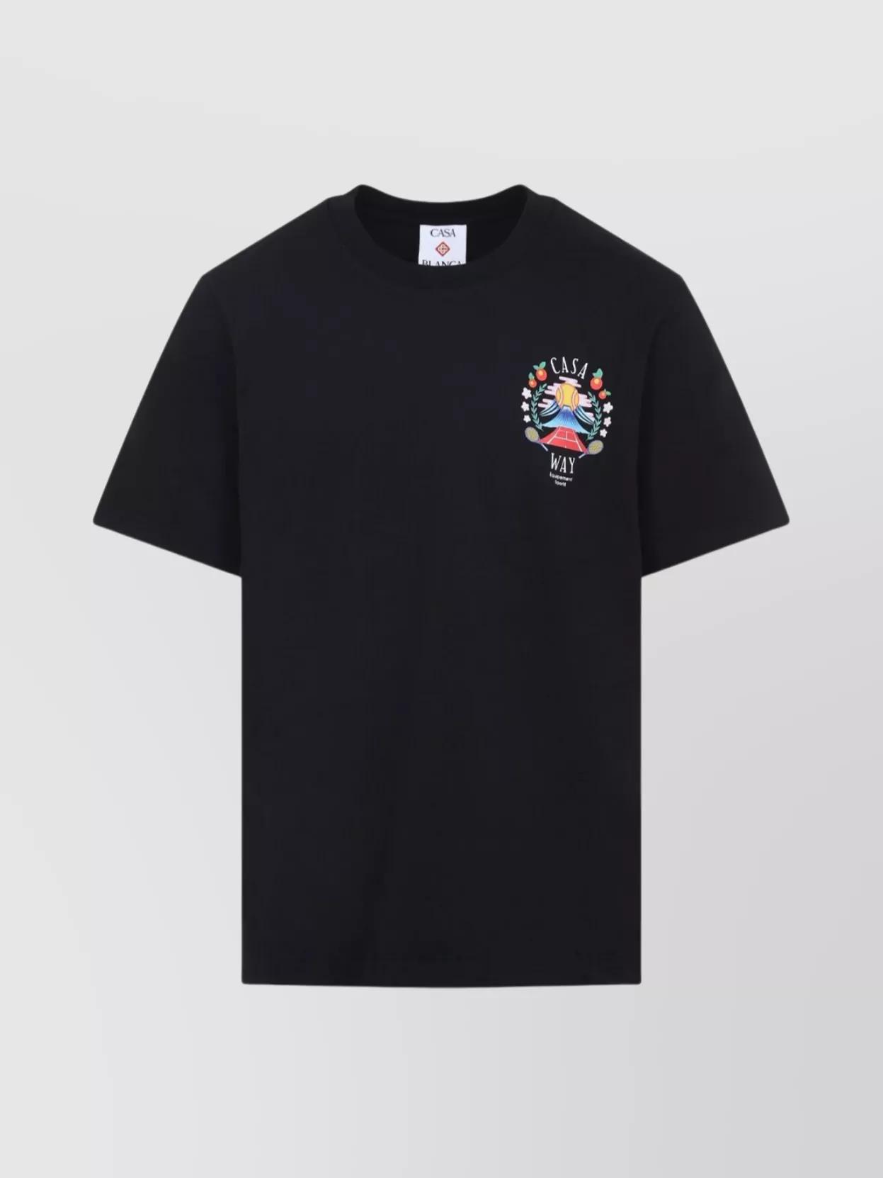 CASABLANCA Mens Casa Way Mountain Brand-print Cotton-jersey T-shirt In Black Product Image