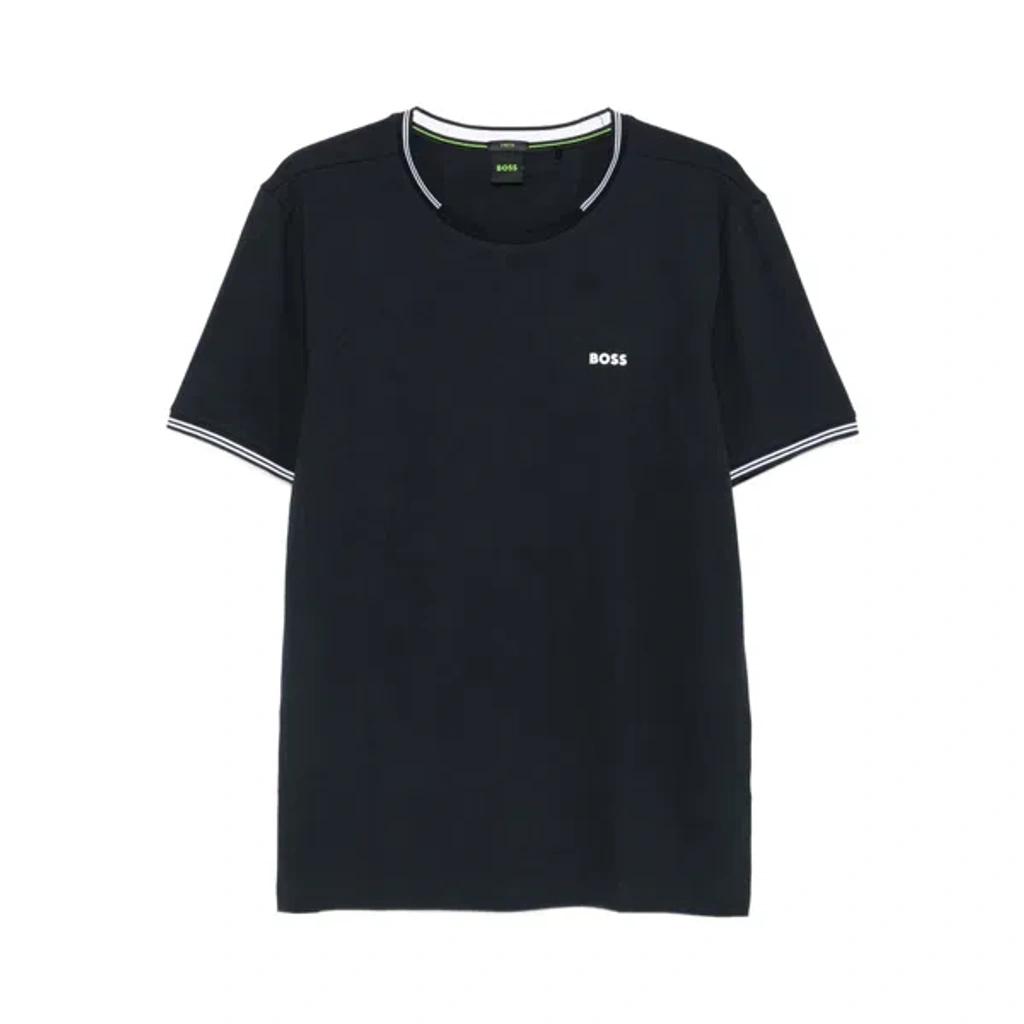 HUGO BOSS Tipped Crew-neck T-shirt In Blue Product Image