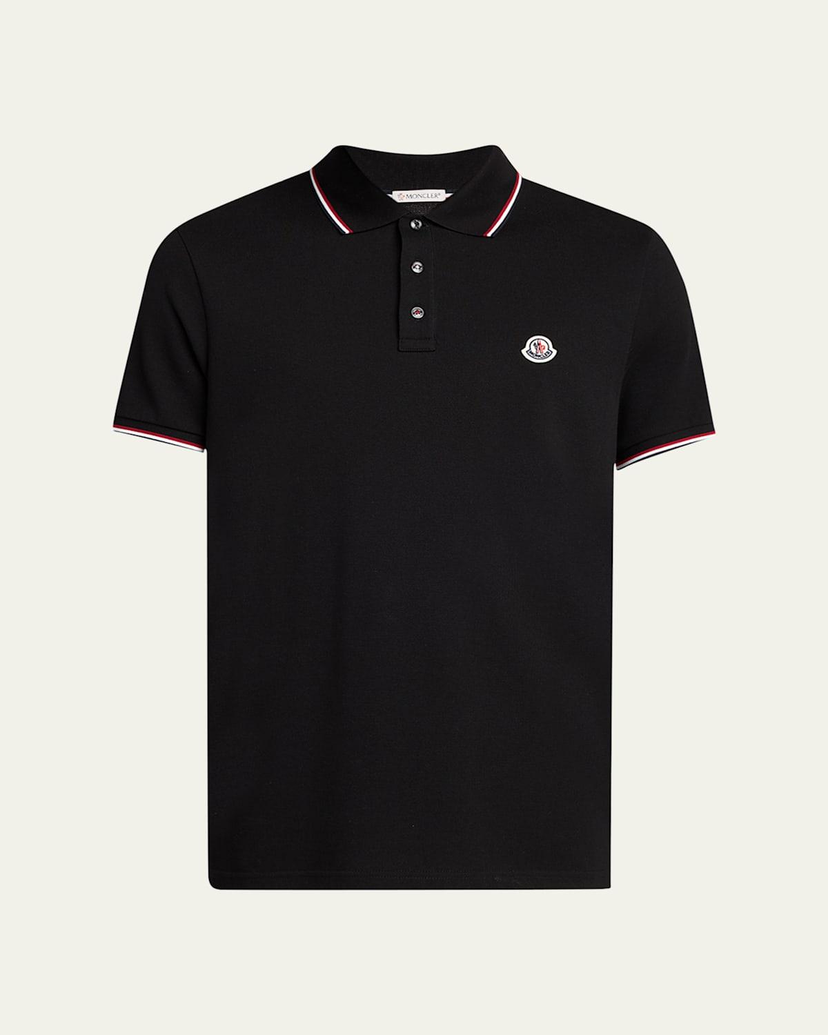 Mens Striped-Trim Polo Shirt Product Image