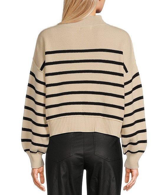 Blu Pepper Long Sleeve Mock Neck Ribbed Pullover Sweater Product Image