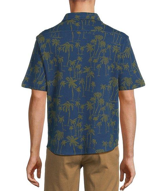 Roundtree & Yorke Short Sleeve Palm Print Coatfront Shirt Product Image