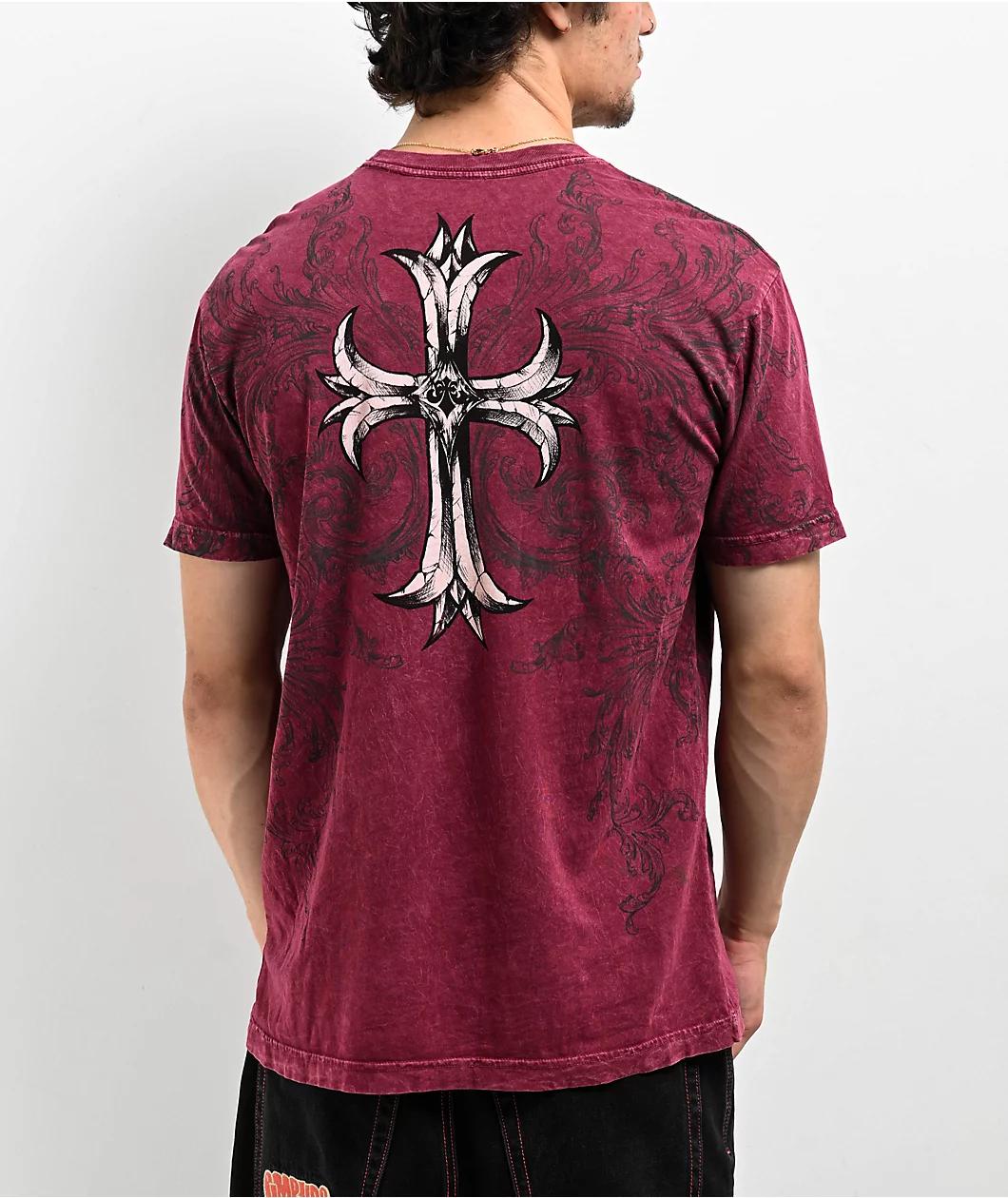 Affliction Jump Burgundy T-Shirt Product Image