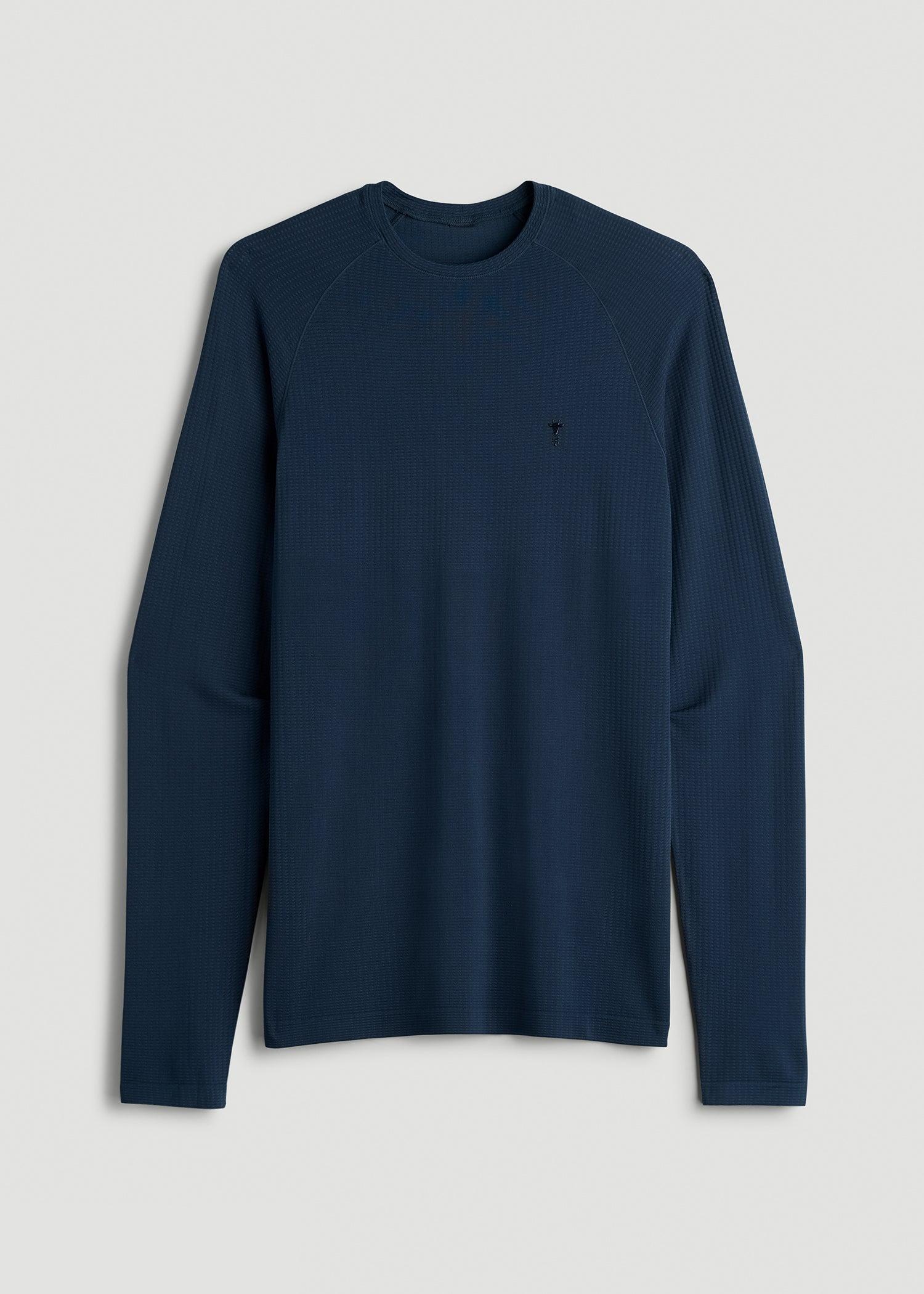 Long Sleeve Vented Performance Top for Tall Men in Navy Blue Male Product Image