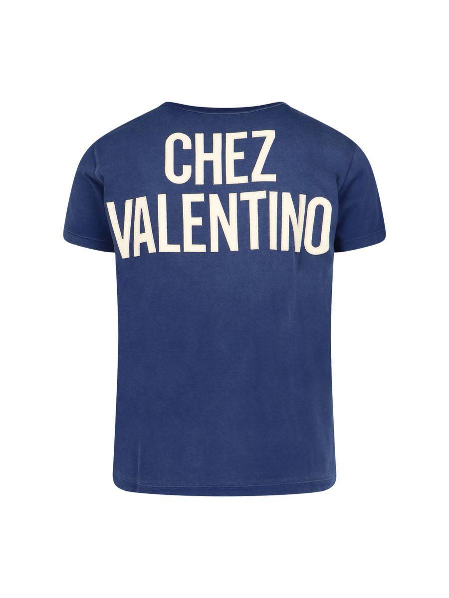 VALENTINO Garavani Navy Cotton T-shirt In Blue Product Image