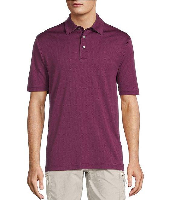 Roundtree & Yorke Big & Tall Performance Dash Short Sleeve Jacquard Polo Shirt Product Image