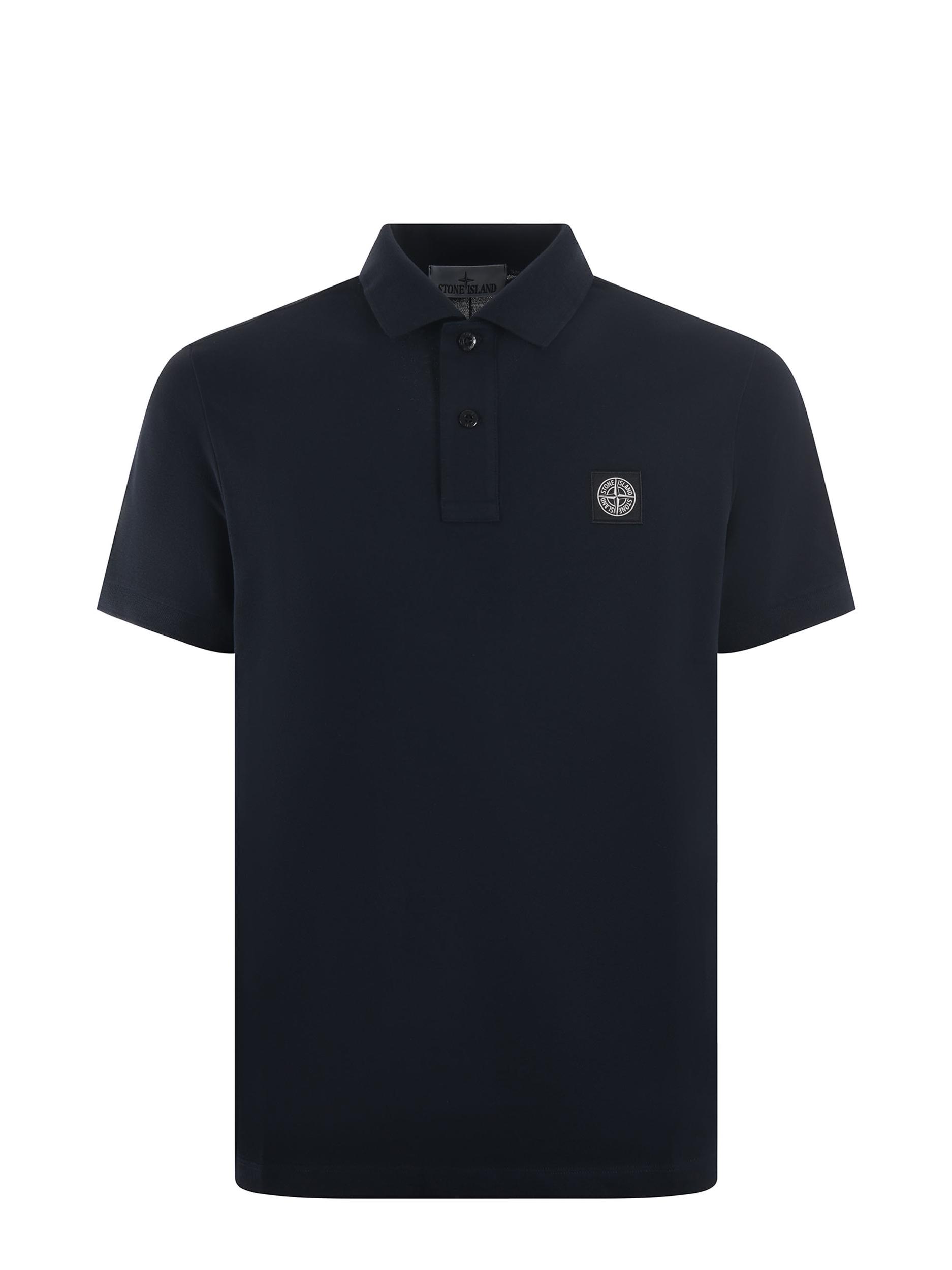 STONE ISLAND Mens Black Brand-patch Regular-fit Stretch-cotton Polo Shirt Xl Product Image
