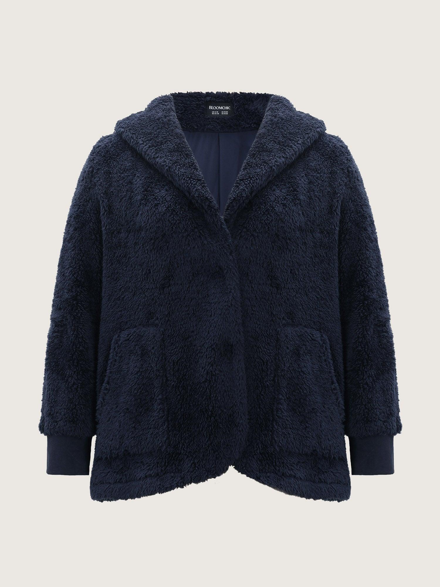 Faux Fur Hooded Pockets Jacket Female Product Image