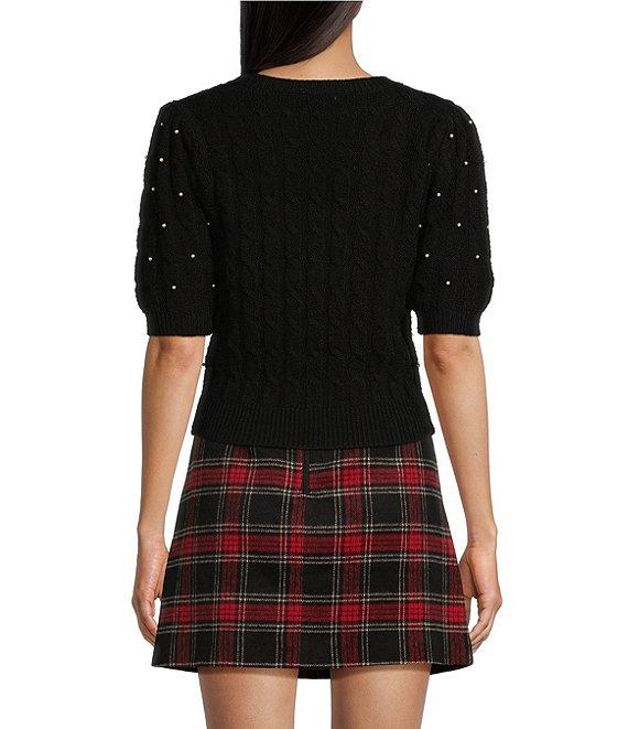 Copper Key Pearled Short Sleeve Sweater Product Image