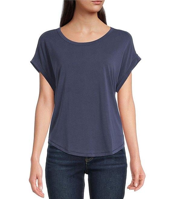 Lucky Brand Scoop Neck Short Sleeve Slouchy Round Hem T-Shirt Product Image