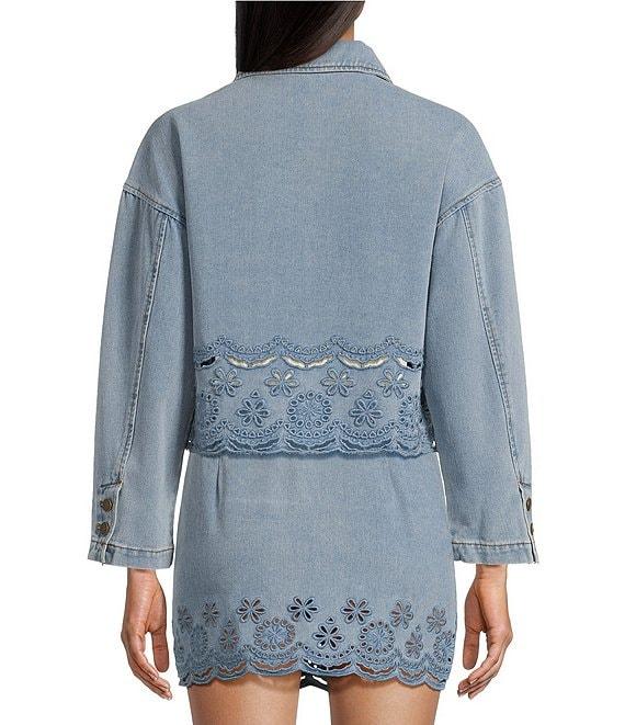 C&V Chelsea & Violet Eyelet Hem Coordinating Denim Jacket Product Image