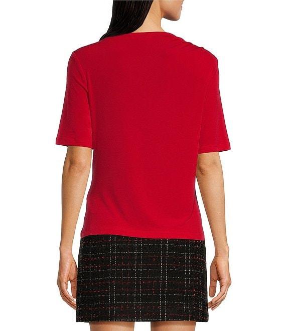 Calvin Klein Draped Crew Neck Elbow Sleeve Top Product Image