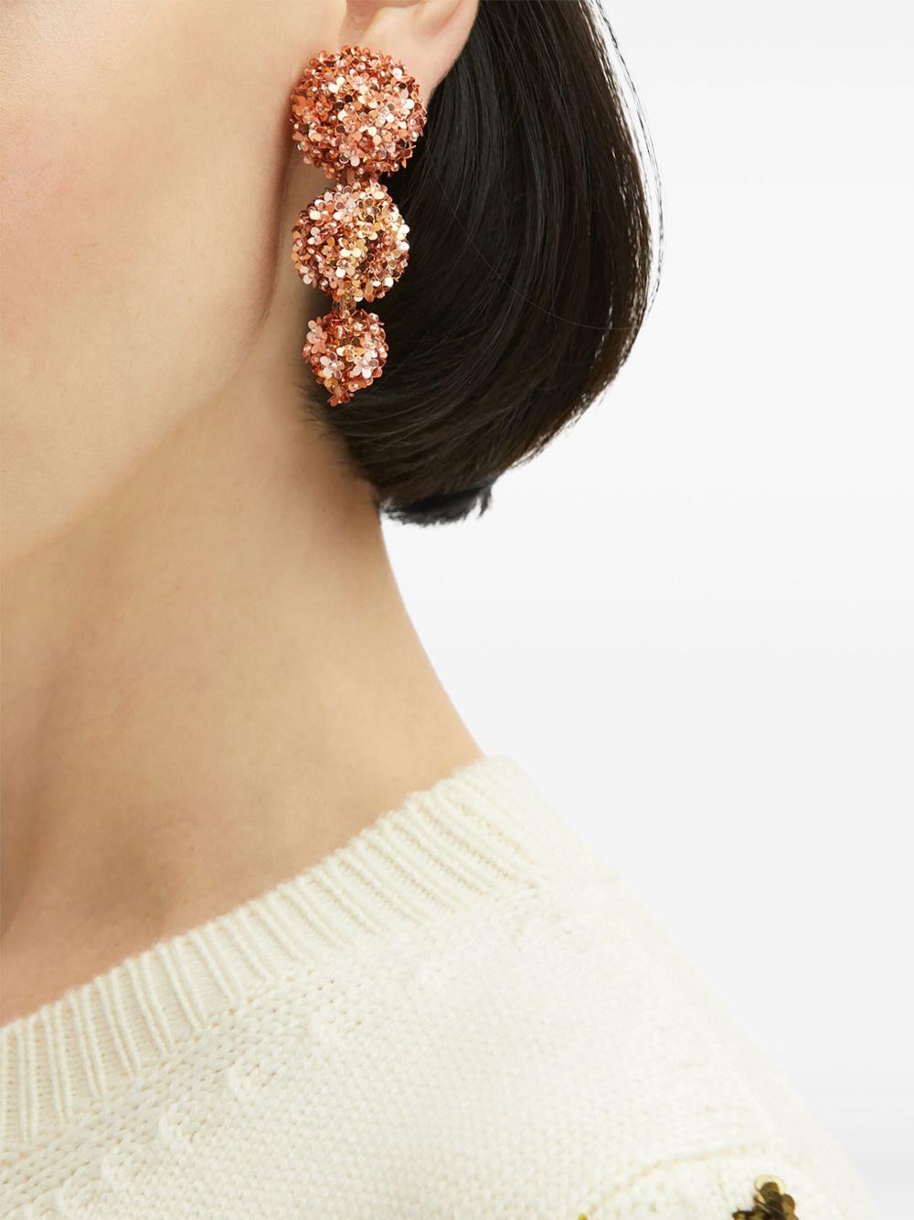 Flower Pompom drop earrings Product Image