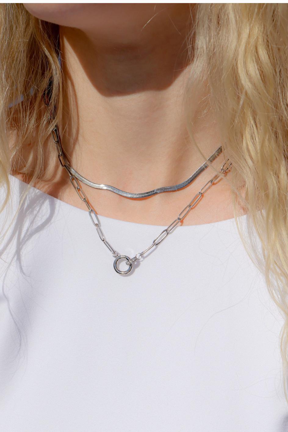 Charm Bar Paperclip Necklace with Rhinestone Carabiner Product Image