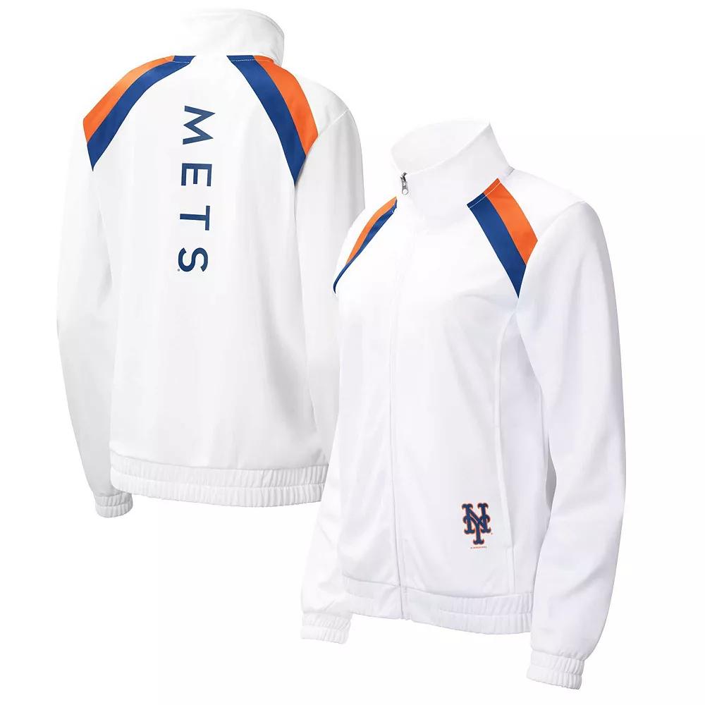 Women's G-III 4Her by Carl Banks White New York Mets Red Flag Full-Zip Track Jacket, Size: Large Product Image
