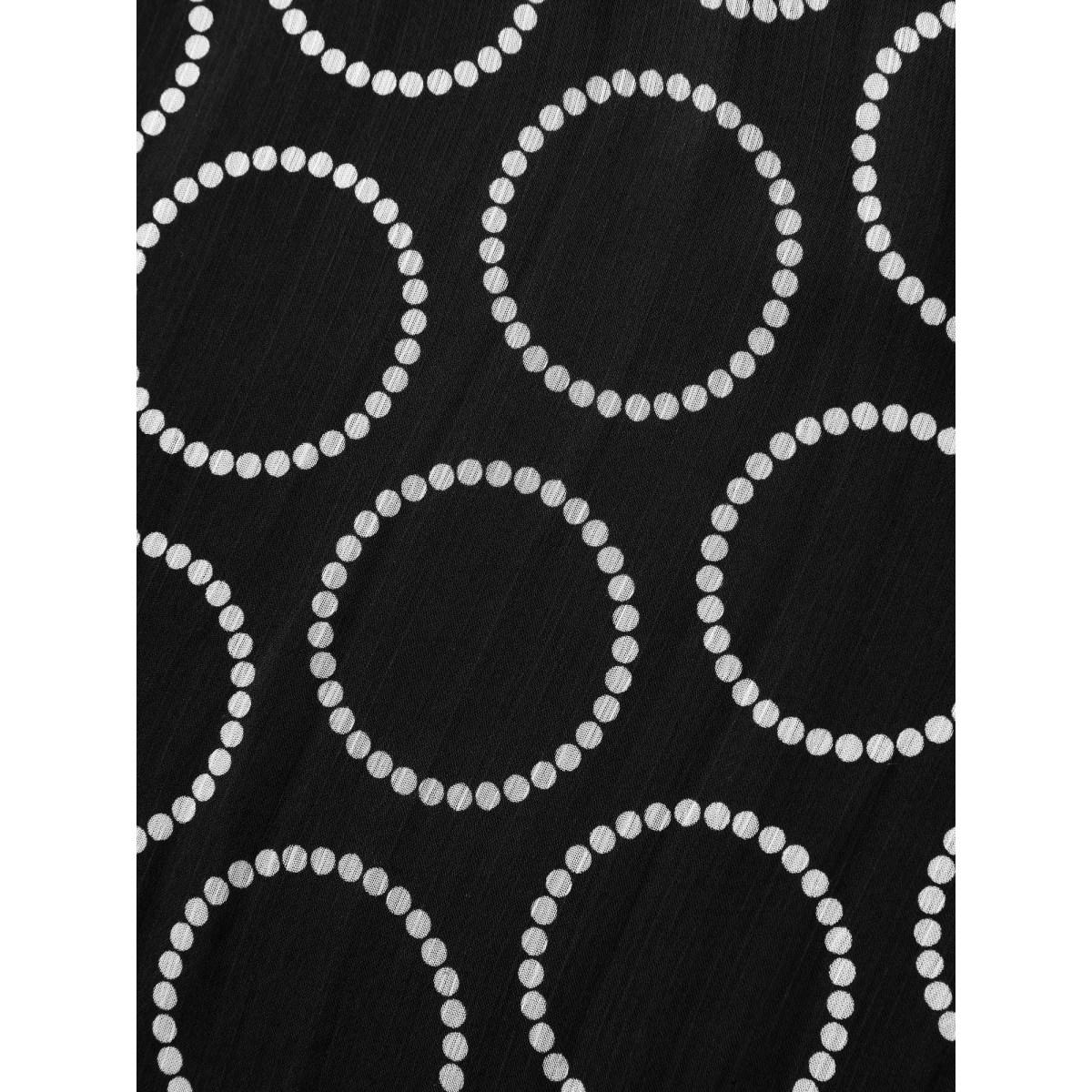 Plus Size Black Polka Dot Mock Neck Mesh Patchwork Blouse Women Workwear Essentials Cap Sleeve Round Neck Work Blouses BloomChic 10/M Product Image