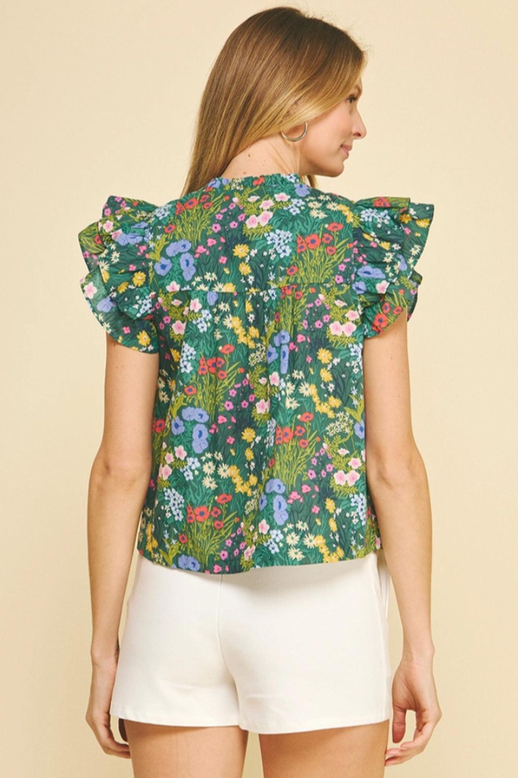 Flora Ruffled Sleeve Top Product Image