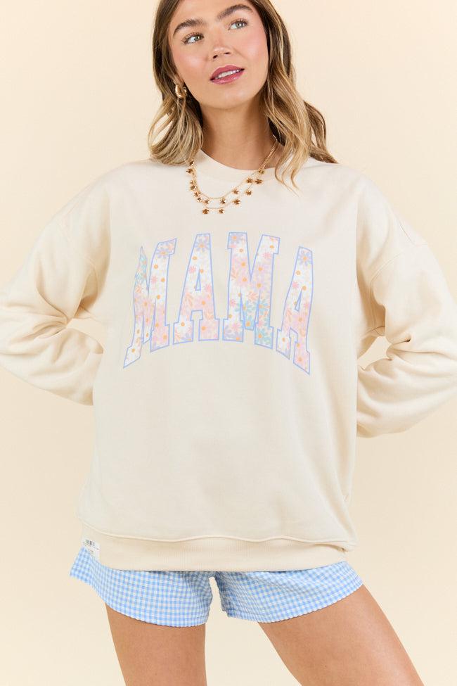 Mama Multi Daisy Print Cream Graphic Sweatshirt Product Image