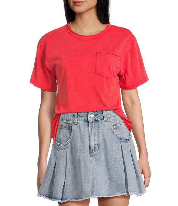 C&V Chelsea & Violet Crew Neck Short Sleeve Front Pocket Coordinating T-Shirt Product Image