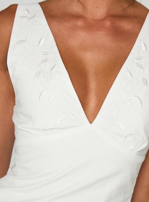 Florien Broderie Mini Dress White Product Image