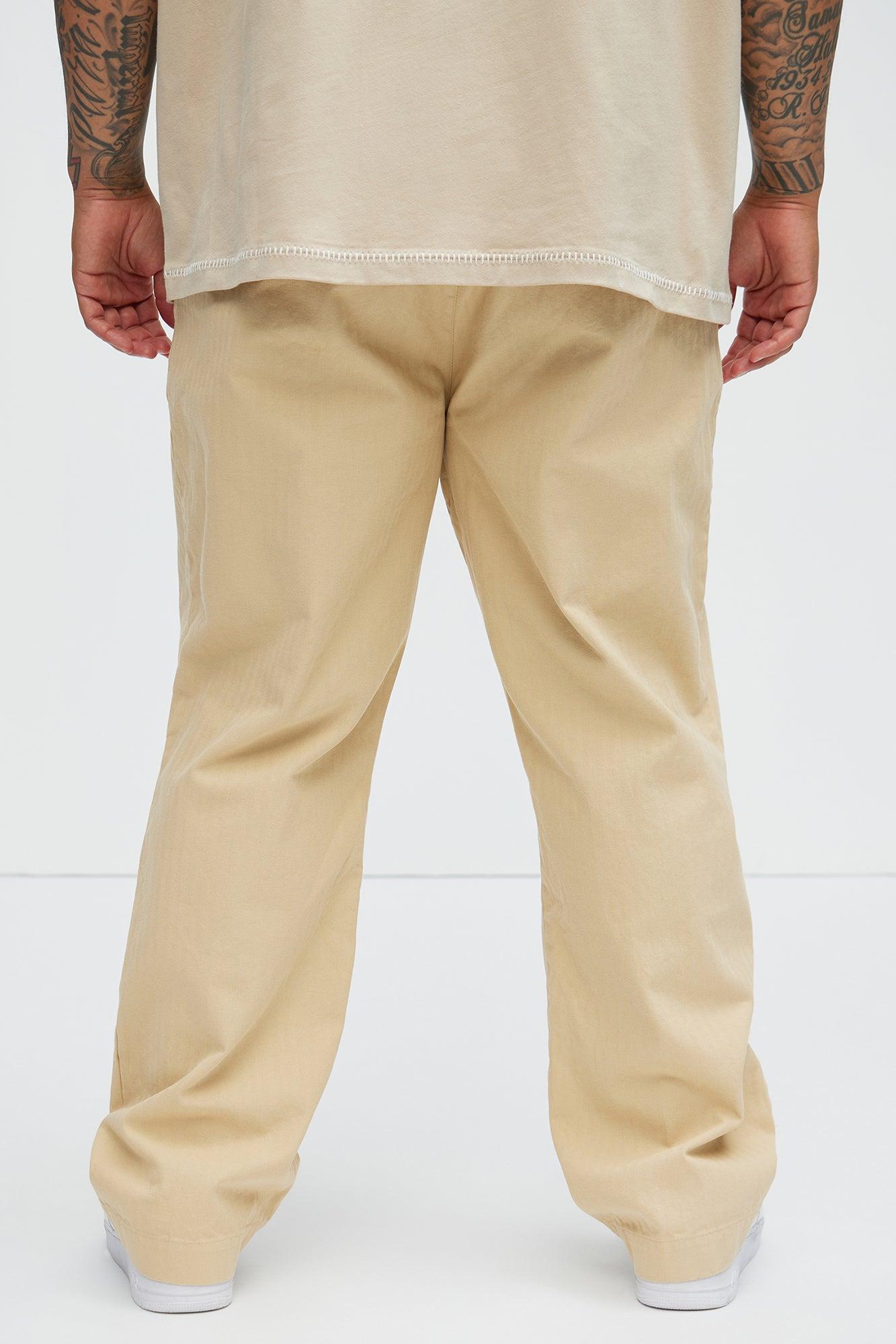 Berry Herringbone Straight Pants - Khaki Product Image