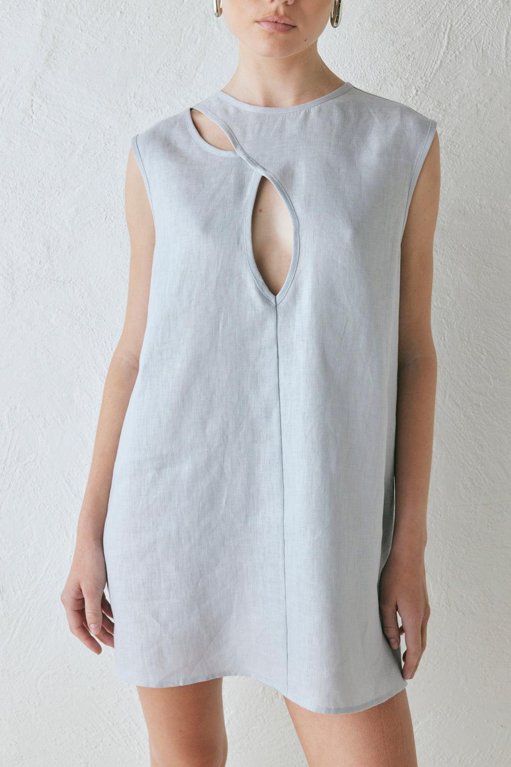 Yuri Linen Mini Dress Powder Product Image