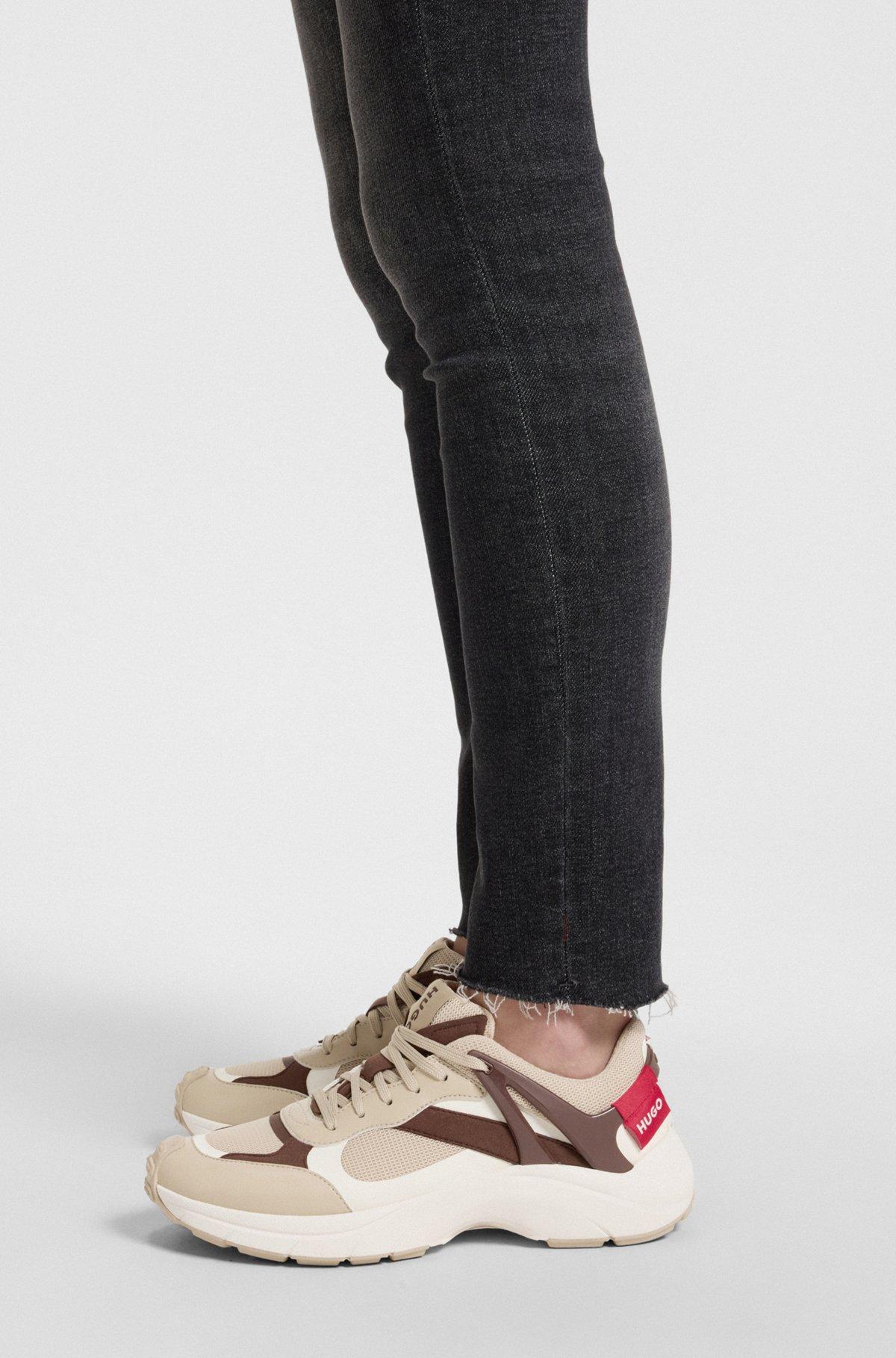 HUGO - Logo-backtab trainers with mesh details - Light Beige Product Image