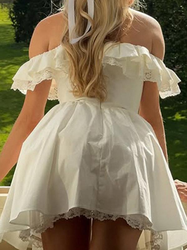 French Romantic Holiday Style Mini Dress Product Image