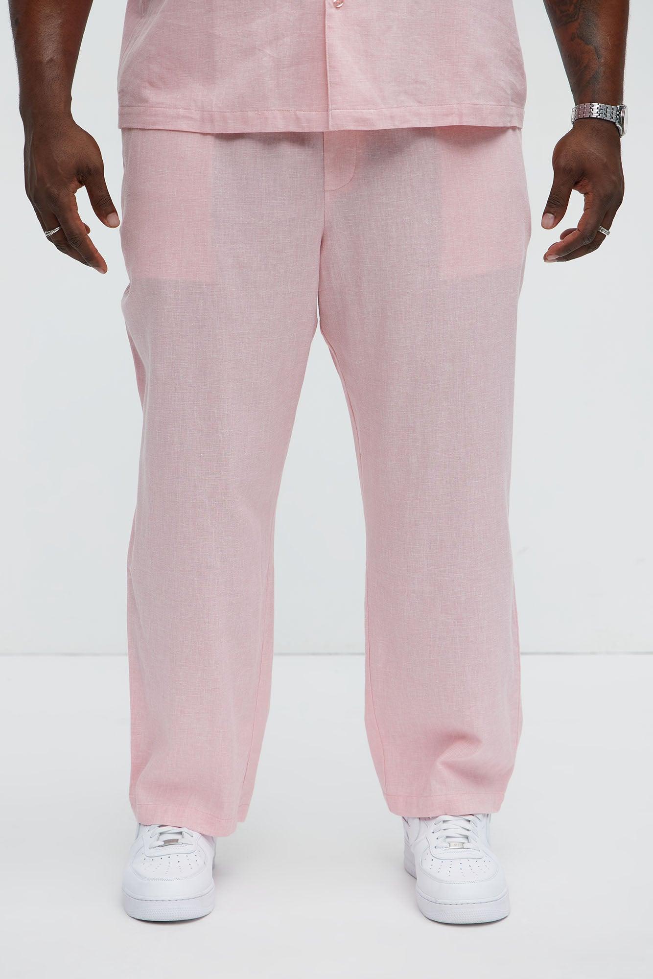 Bahamas Straight Linen Pants - Pink Product Image