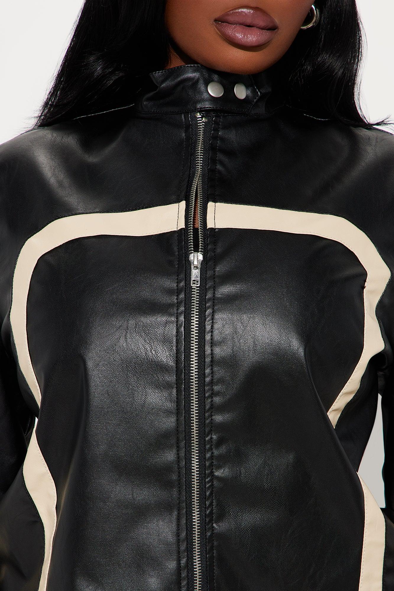 Cherry On Top Faux Leather Jacket - Black/combo Product Image