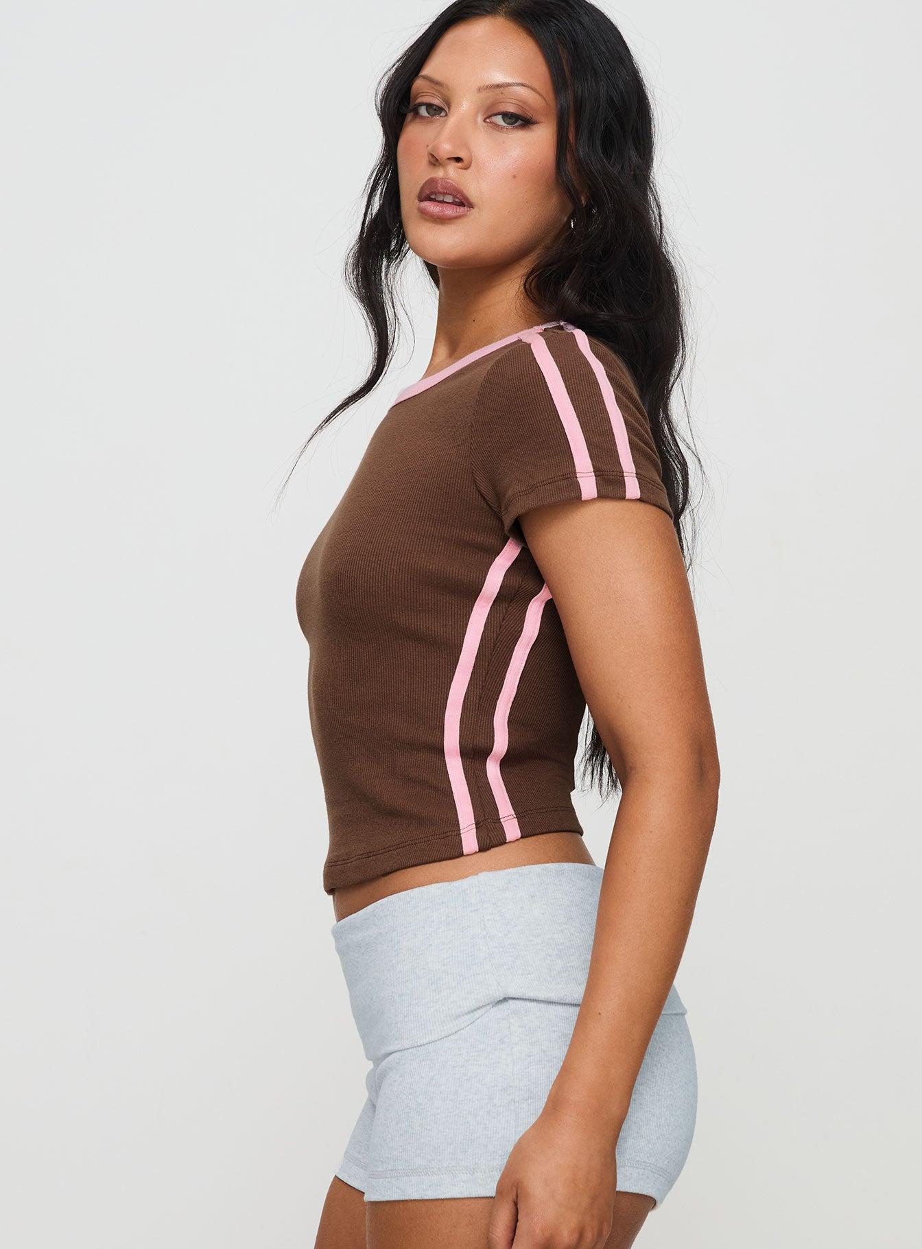 Baseline Scoop Rib Tee Brown / Pink Product Image