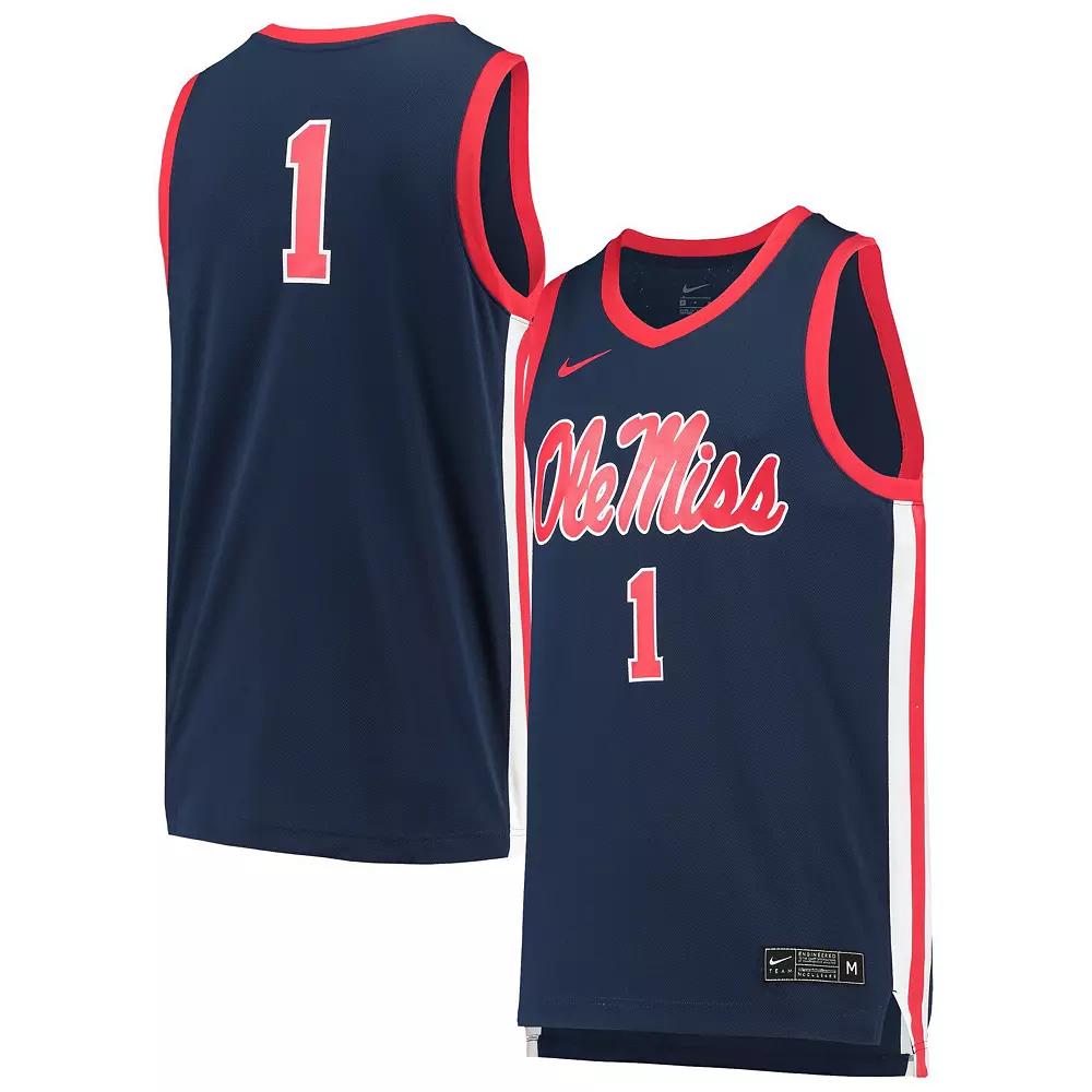 Men's Nike #1 Navy Ole Miss Rebels Replica Basketball Jersey,  Product Image