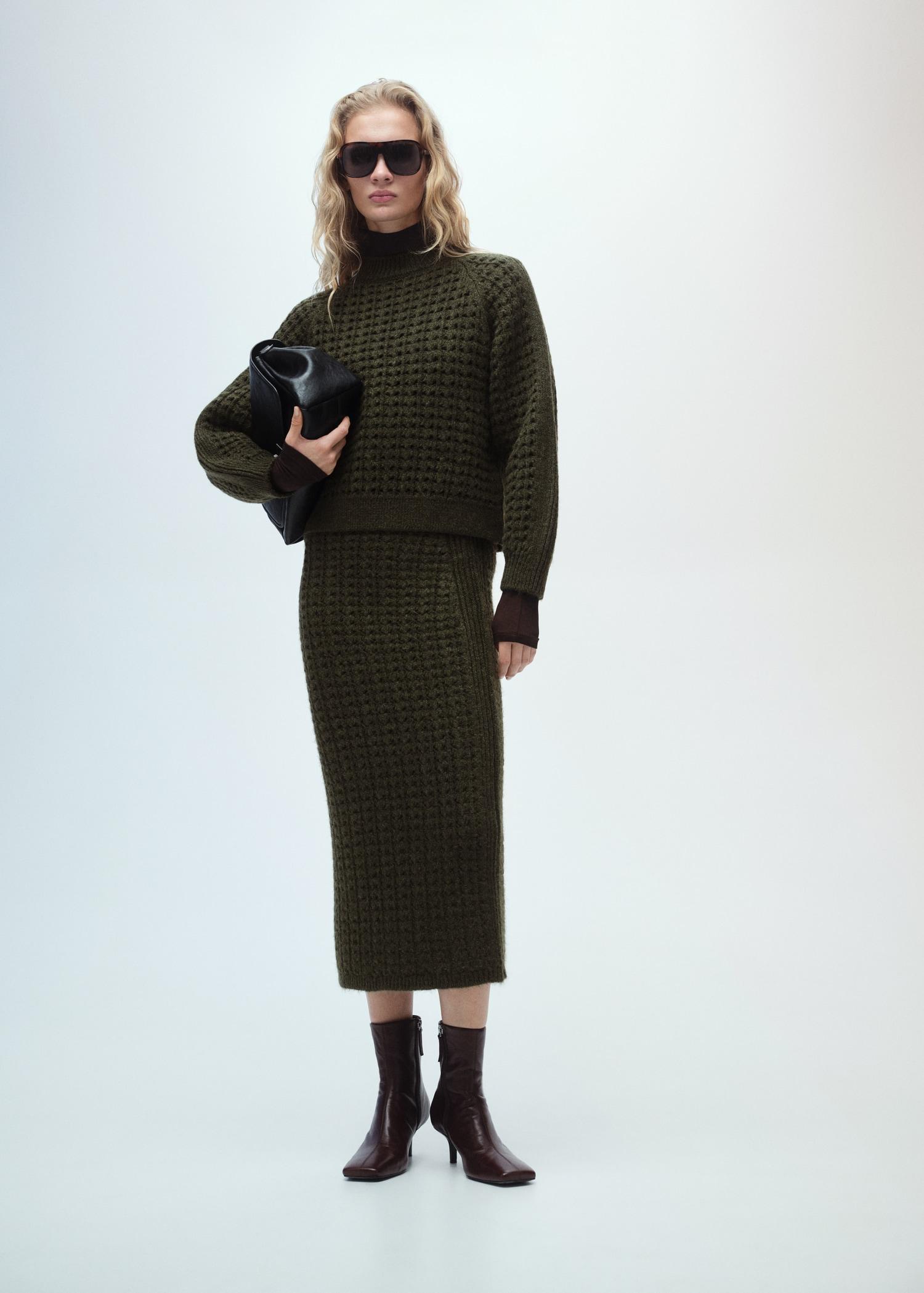 Openwork knit sweater - Women | MANGO USA Product Image