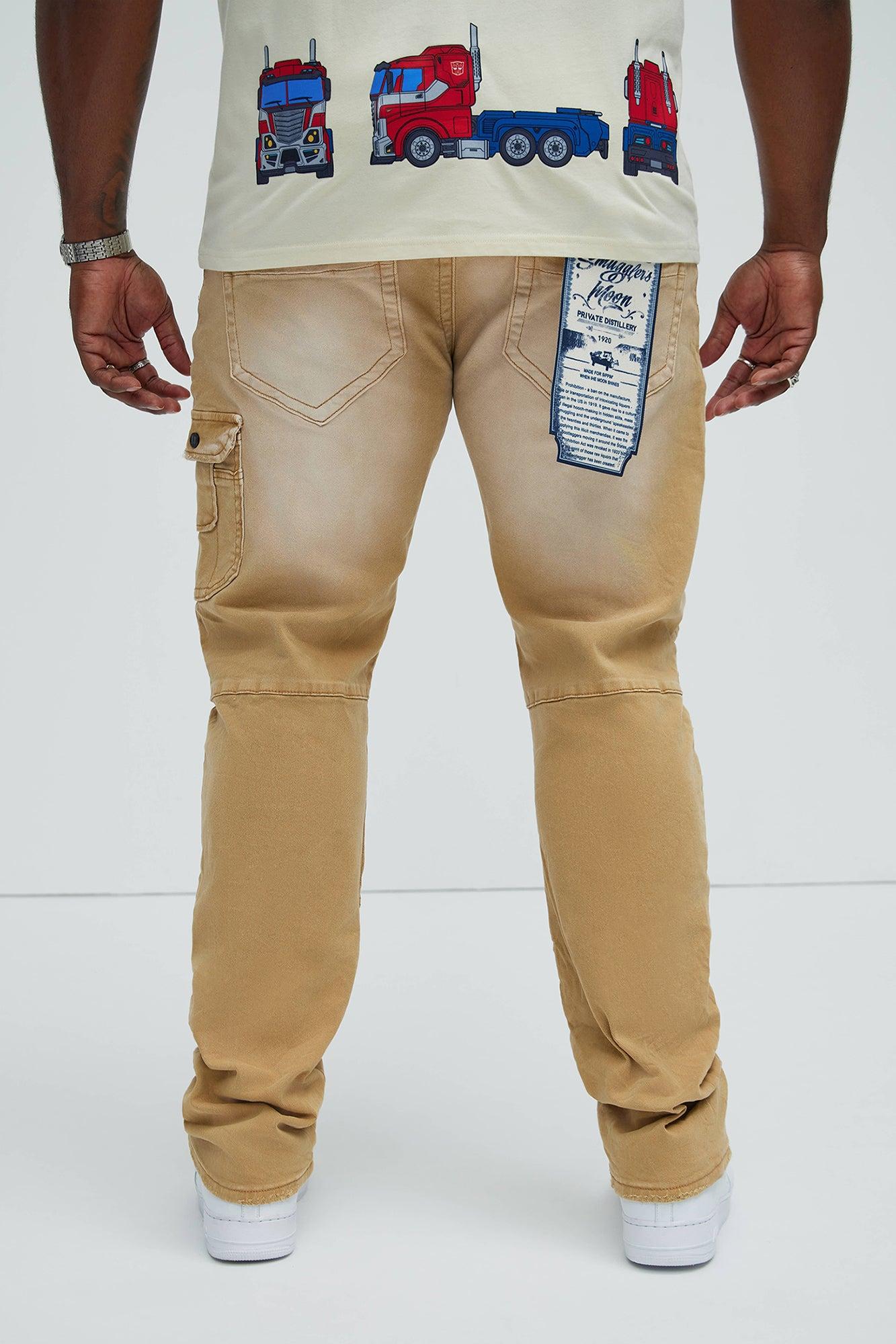 Chill Out Washed Slim Flare Jeans - Khaki Product Image
